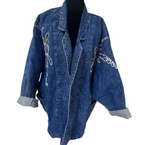 Embroidered Blue Denim Jacket
